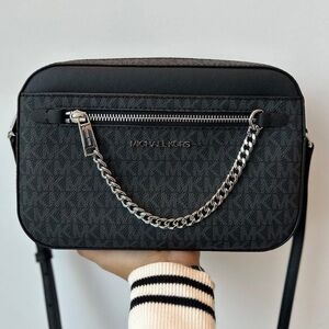 Black Jet Set Large Logo Crossbody Bag - Michael Kors New